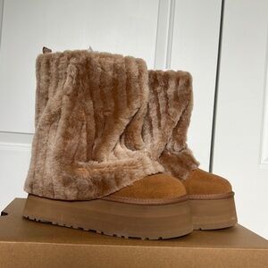 UGG Brown Faux Fur Platform Boots